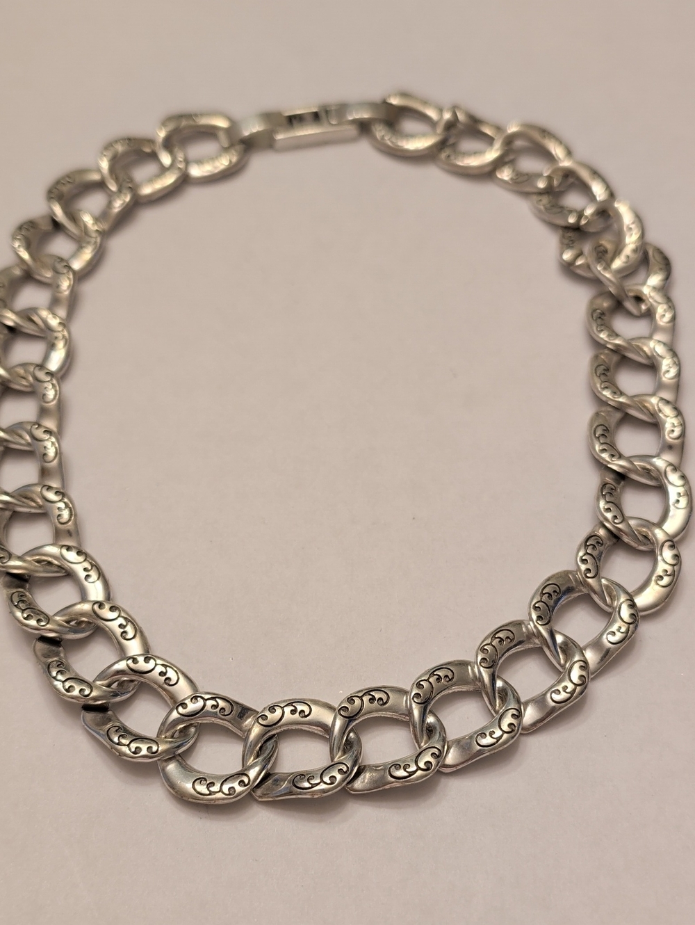 Brighton Silver-Tone Scroll Link Chunky Necklace